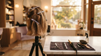 A salon education station set up for a hands-on hair extension class