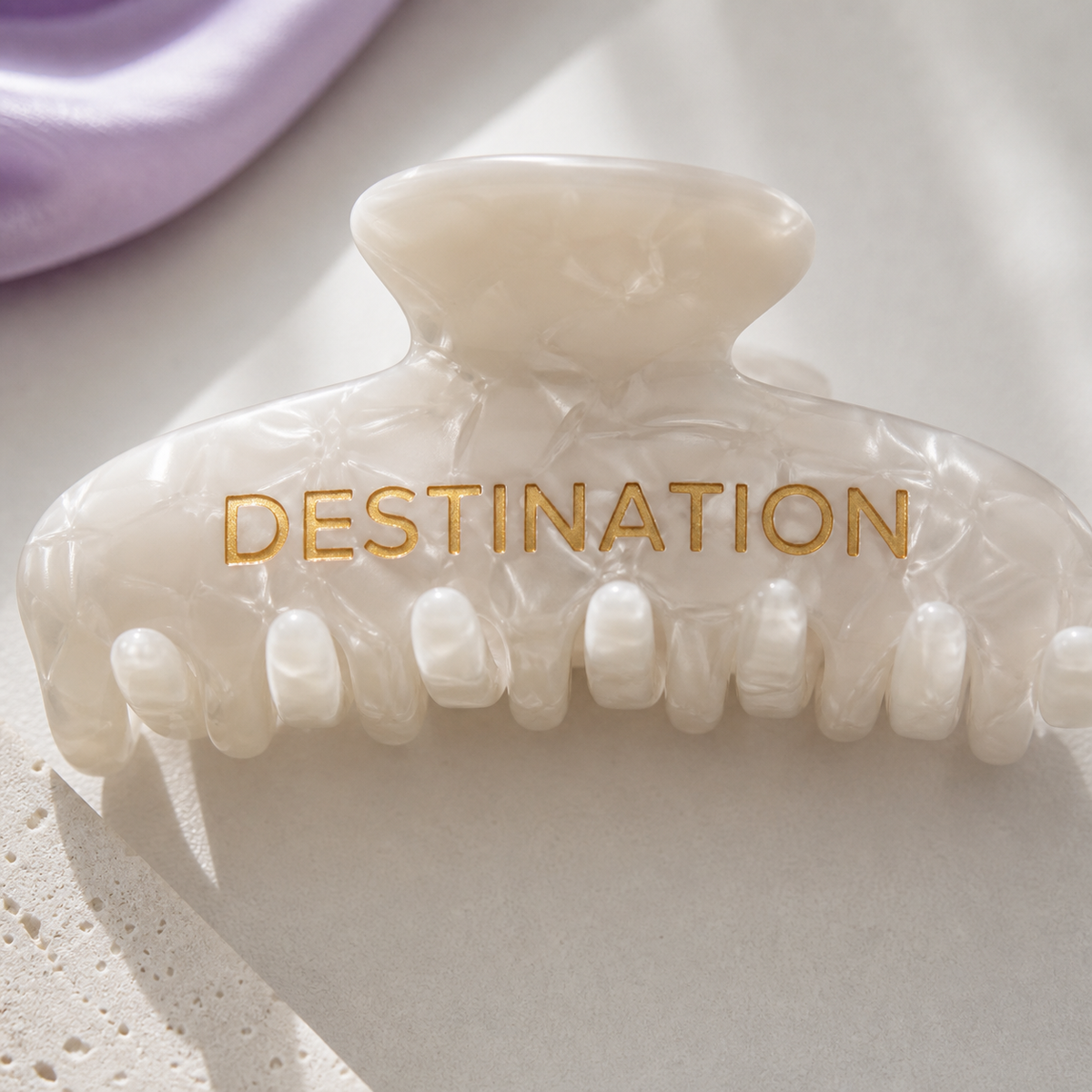 Destination Ivory Claw Clip - engraving macro