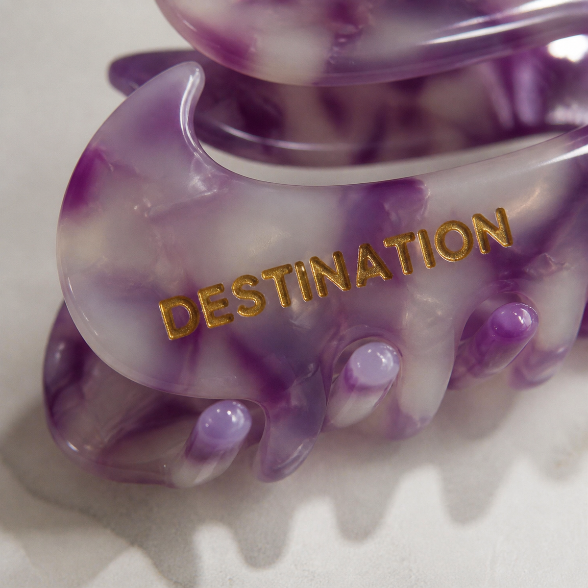 Destination Purple Oval Claw Clip - engraving macro