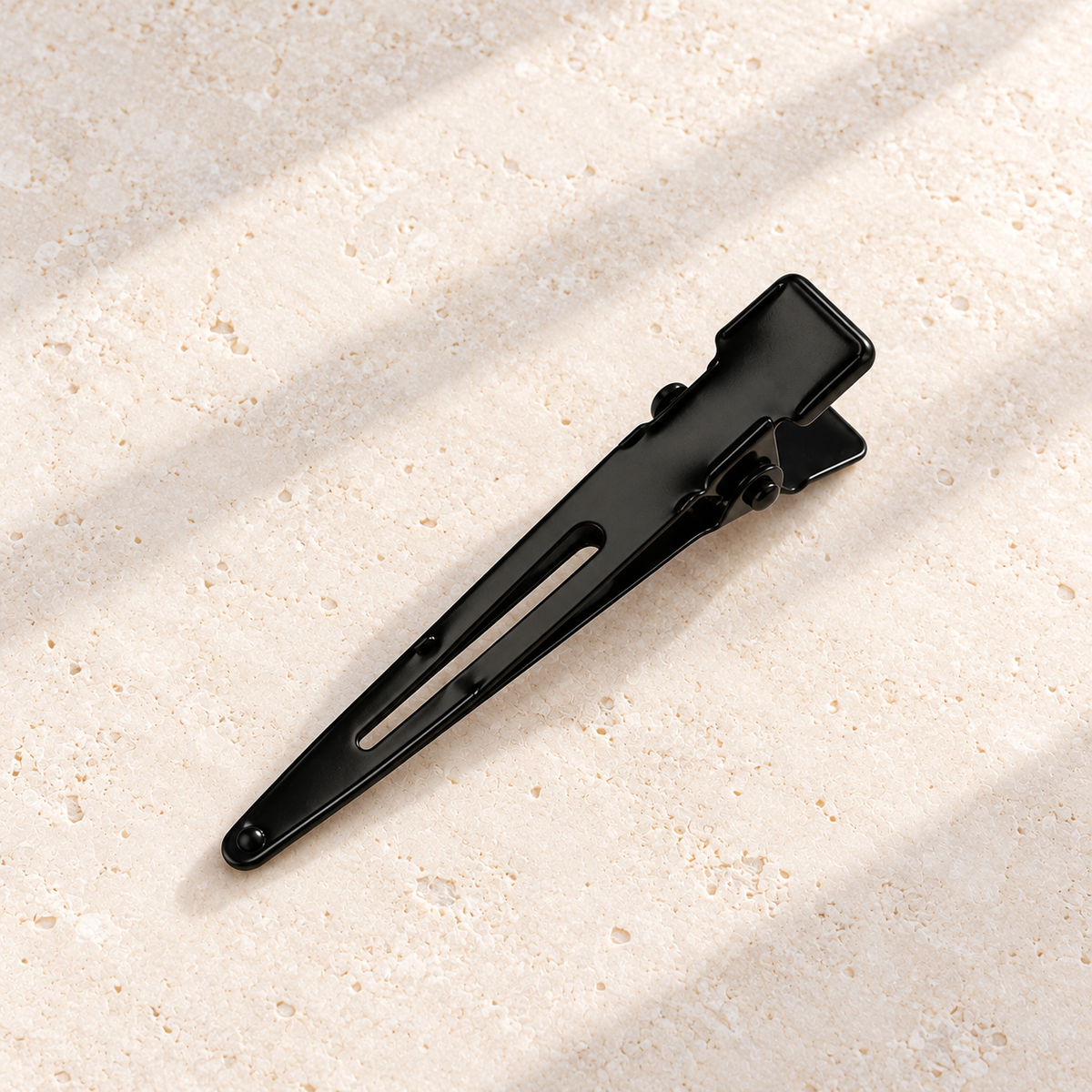 Destination Small Metal Hair Clips (20-Pack) - black, stone flatlay, individual clip shown