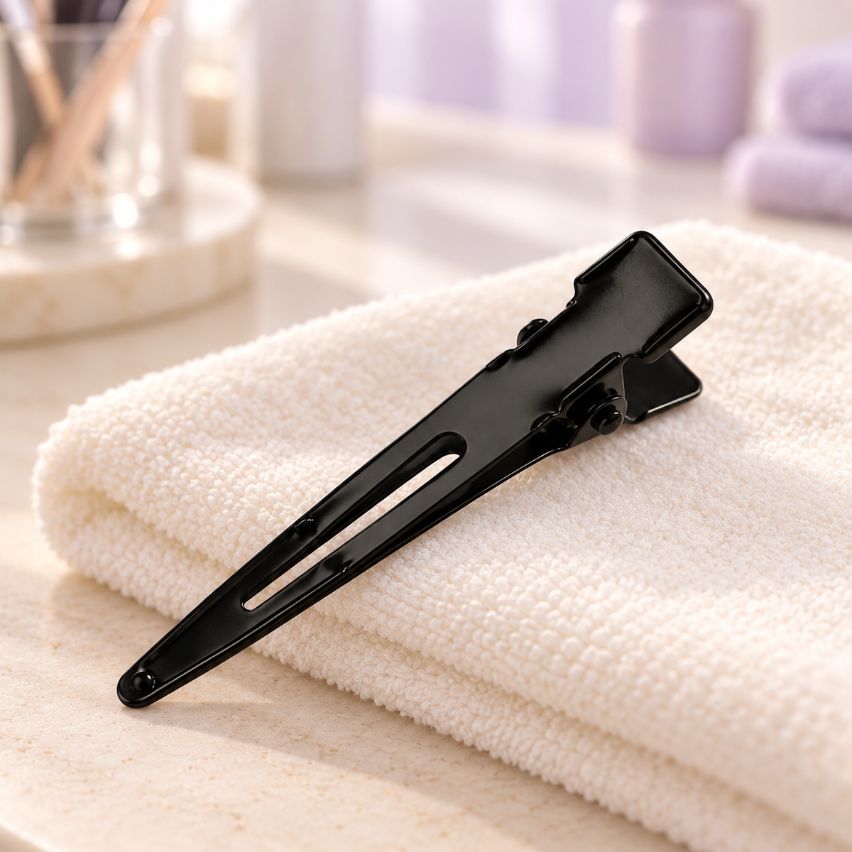 Destination Small Metal Hair Clips (20-Pack) - black, salon towel, individual clip shown