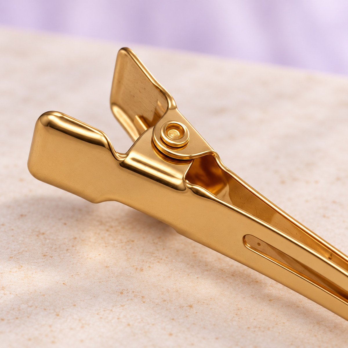 Destination Small Metal Hair Clips (20-Pack) - gold, hinge detail, individual clip shown