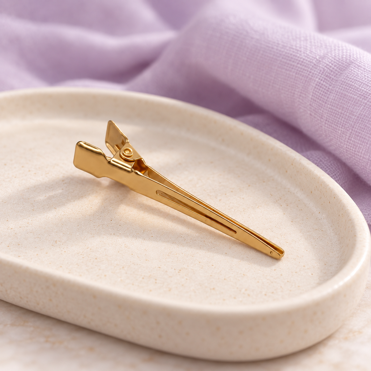 Destination Small Metal Hair Clips (20-Pack) - gold, vanity tray, individual clip shown