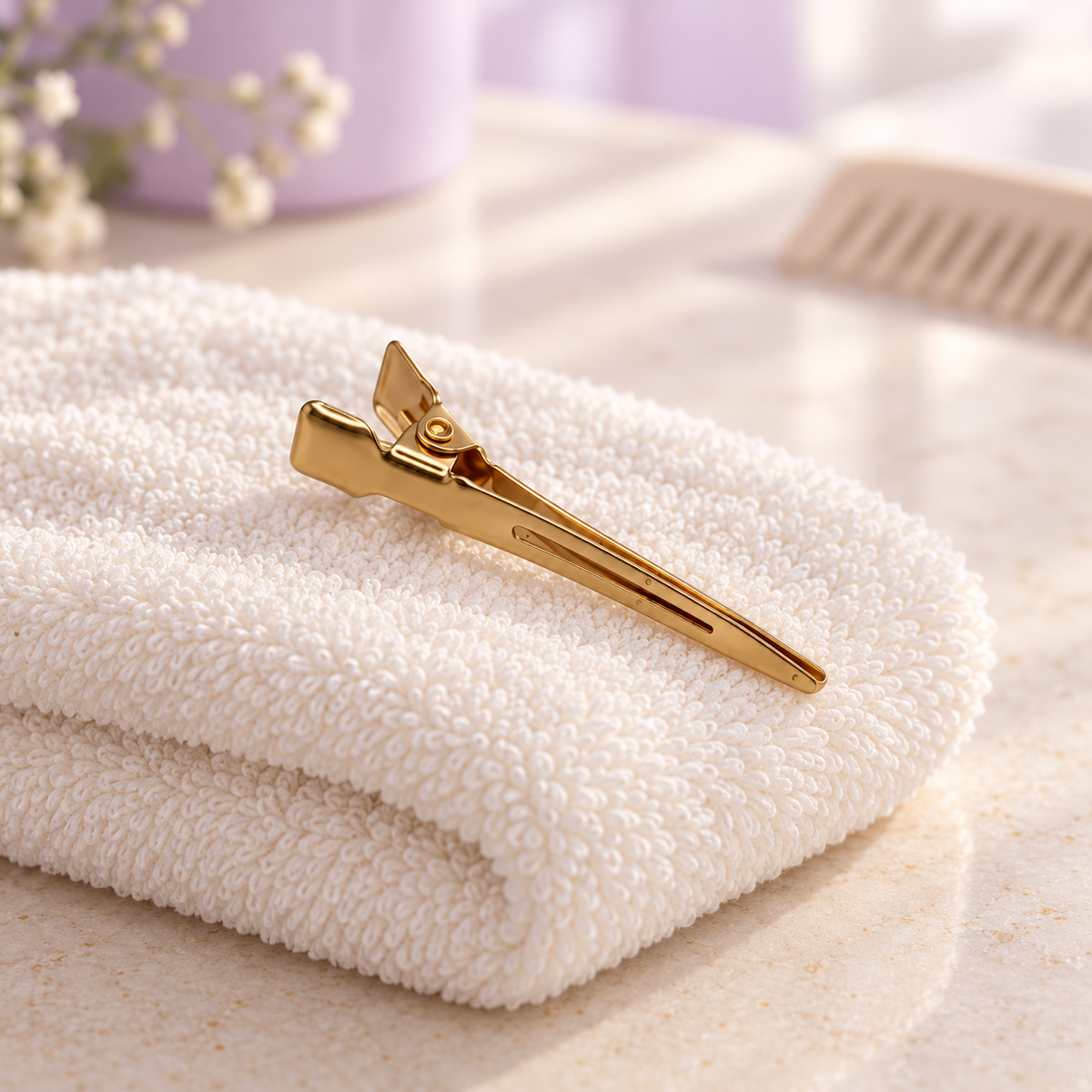 Destination Small Metal Hair Clips (20-Pack) - gold, salon towel, individual clip shown