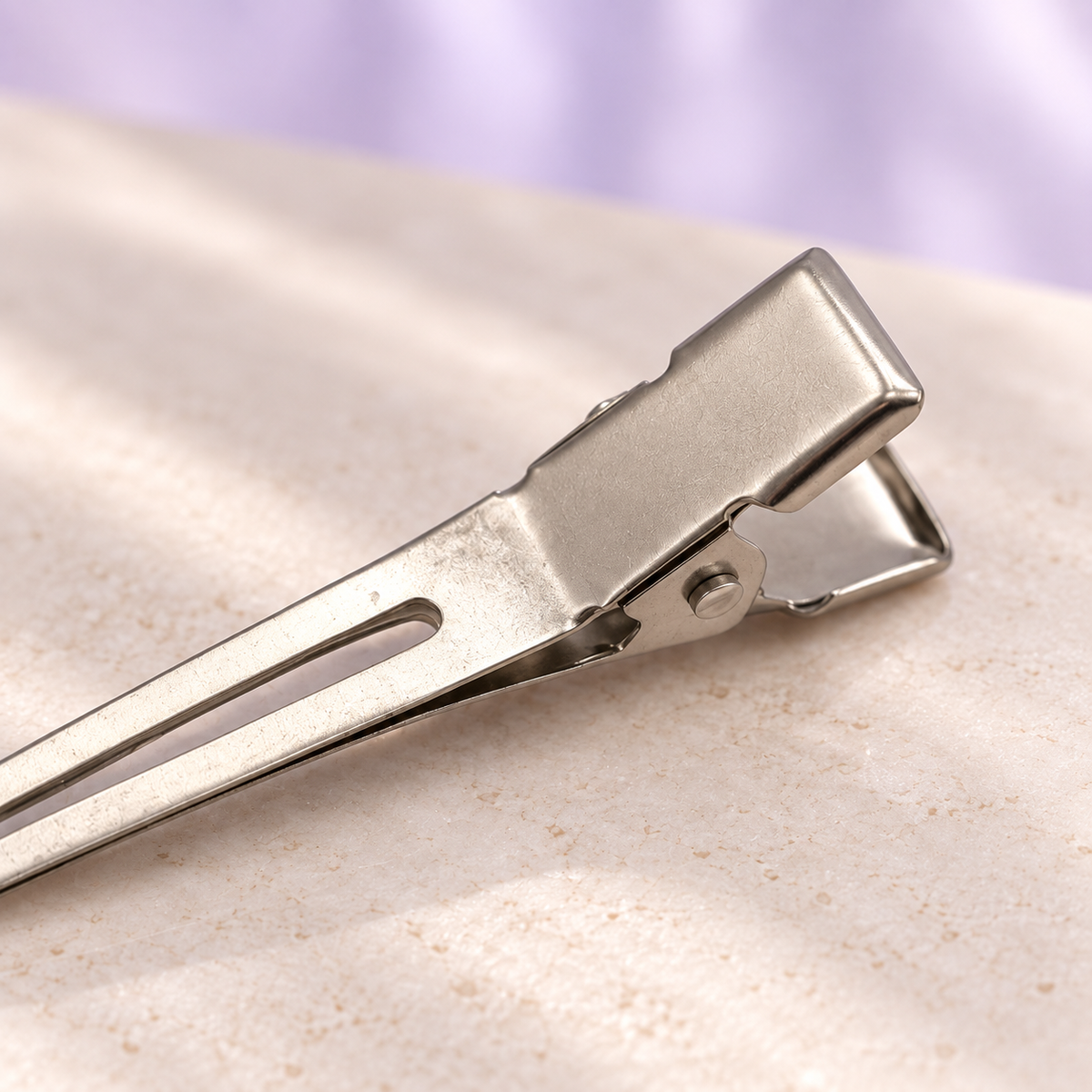 Destination Small Metal Hair Clips (20-Pack) - silver, hinge detail, individual clip shown
