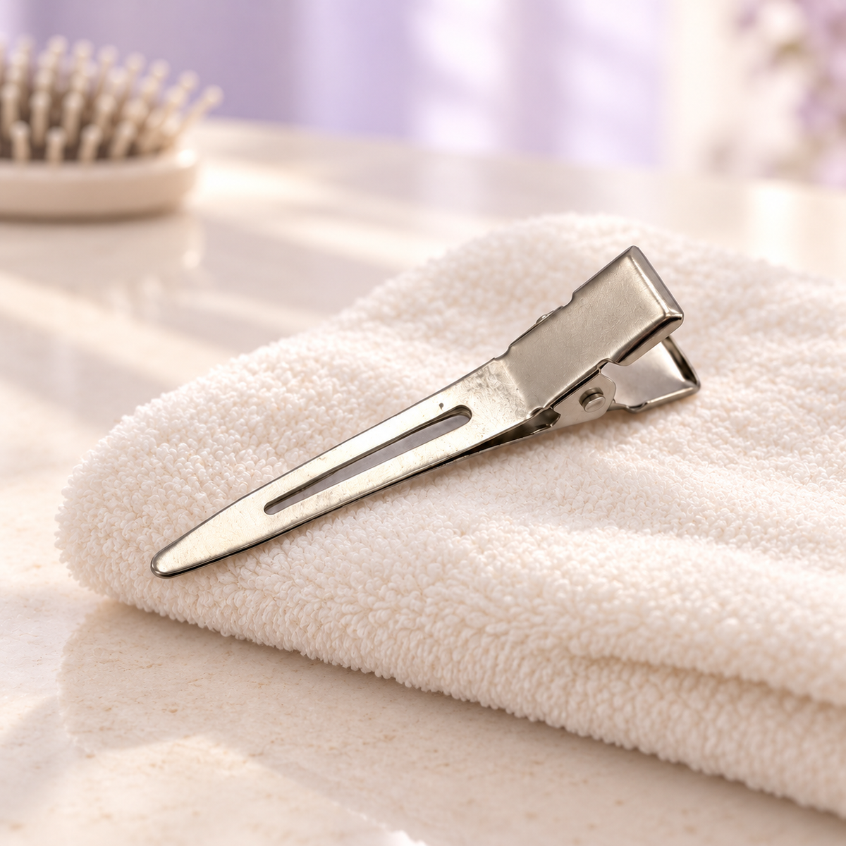 Destination Small Metal Hair Clips (20-Pack) - silver, salon towel, individual clip shown