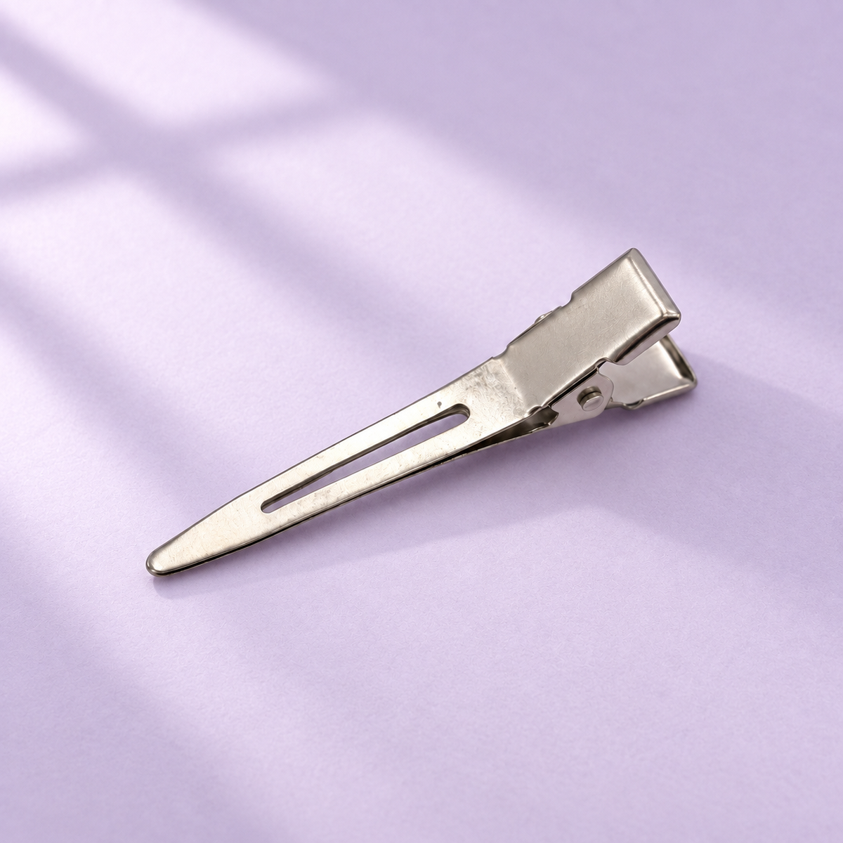 Destination Small Metal Hair Clips (20-Pack) - silver, lavender paper, individual clip shown